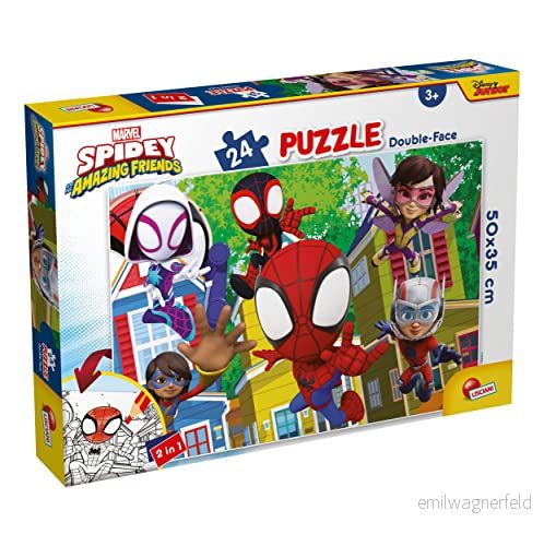 LISCIANI MARVEL SPIDEY pussel 24 bitar Dubbelsidigt Från 3 år Tillbaka för att färglägga Stimulerar tänkande och tålamod Tillverkad i Italien 8008324099665