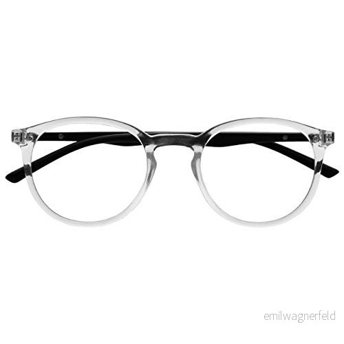 OPULIZE Met läsglasögon med blått ljusblockerande smal rund ram fjädergångjärn förbättrar sömnen datorspel antireflekterande transparent herr dam B60 C +3,50 5055955362883