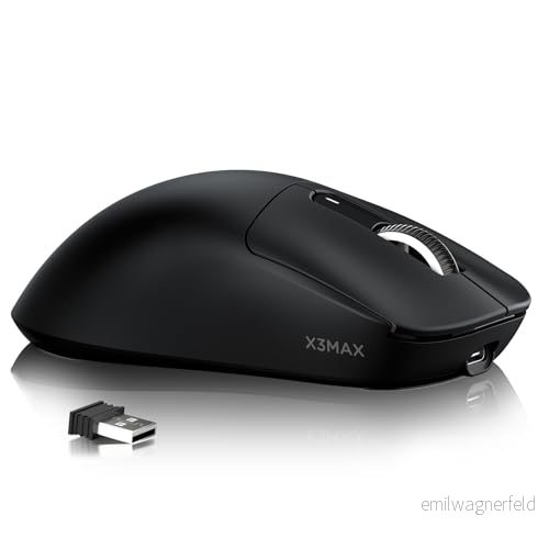 ATTACK SHARK X3MAX 49g SUPERLIGHT Mouse, PixArt PAW3950 Gaming Sensor, BT/2.4G Wireless/Wired 6 Adjustable DPI up to 42000, 200 Hrs Battery, Office Mice for Win11/Xbox/PS/Mac (Black) 752010601103