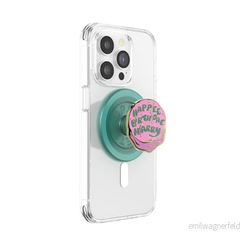 PopSockets runt telefongrepp kompatibelt med MagSafe, adapterring ingår, telefonhållare, trådlös laddning kompatibel, Harry Potter Grattis på födelsedagen 840173753415