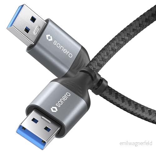 Sonero® USB A till datakabel, anslutningskabel, kabel typ A, 3.0, 5 GB/s, Space Grey/svart, 1,00 m 4251364738542