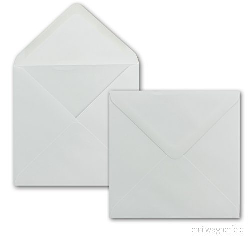 75 x kuvert kvadratisk 15 cm i vitt 100 g/m² våtlimning med spetsig stängningsklaff för mycket speciella tillfällen 4251541865467
