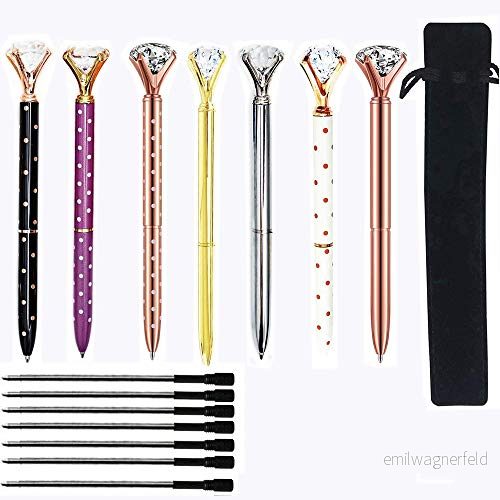 7 st diamantkulspetspennor med BONUS kulspetspennor och svarta sammetspåsar, stor kristall diamantpenna, vacker bling metallkulspetspenna för kvinnor, medarbetare, barn, flickor. 6939130148273