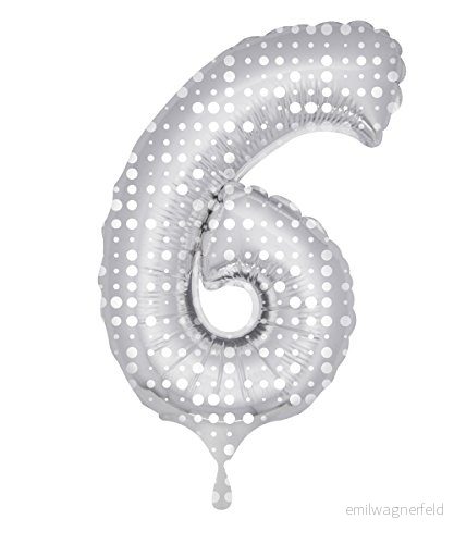 Folat 631662 folieballong nummer 6 vit/silver ca 86 cm 8714572631662