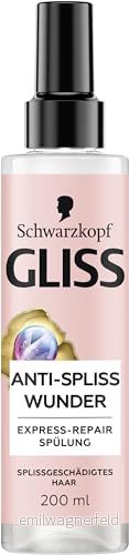 Gliss balsam anti kluvna toppar mirakel (200 ml), hårbalsam reparerar skadade hårfibrer, för långvarig ändar, med värmeskydd upp till 230 C 4015100840360