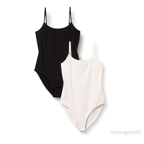 Amazon Essentials Dam Slim Fit Cami Bodysuit, 2 pack, svart/vit, Medium 197153036793