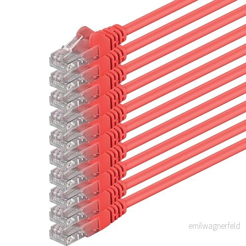 5m Cat 6 Ethernet nätverkskabel Cat6 LAN RJ45 8P8C 1Gbps röd 10 st 4250344827122