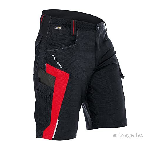 KÜBLER Workwear BODYFORCE arbetsshorts Kornblommor/svart, Svart/Medium Röd., 40 4053813495002