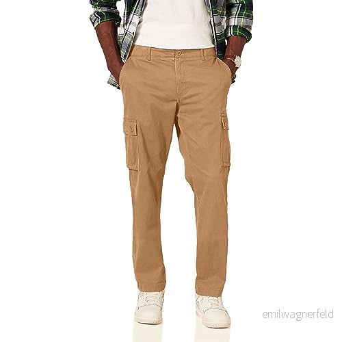 Amazon Essentials Men's Stretchiga cargobyxor med rak passform (finns i Big & Tall), Mörk kaki brun, 34W / 32L 191770914991
