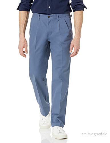 Amazon Essentials herr klassisk passform skrynkelfri veckad chinos byxa (finns i stora och långa), indigo, 32 B x 31 L 195111325545