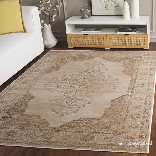 SAFAVIEH Traditionell matta för vardagsrum, matsal, sovrum vintage kollektion, kort lugg, i Creme, 160 x 229 cm 889048295551