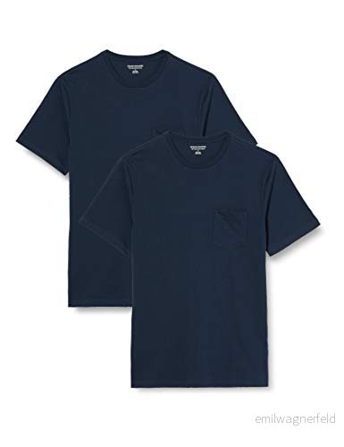 Amazon Essentials herr normal passform kortärmad rund hals ficka t shirt, paket med 2, marinblå, XX Large 196433601522