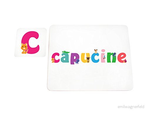 Little Helper underlägg illustrativ stil färgglad med namnet flicknamn Capucine 5056117108189