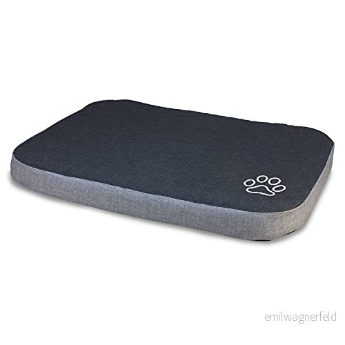 ARQUIVET Svart och grå madrass med hundfotavtryck 90 x 65 9 cm Dog Bed Vadderad bekväm säng Tvättbar Husdjurssängar Hundvagga 8435117892057