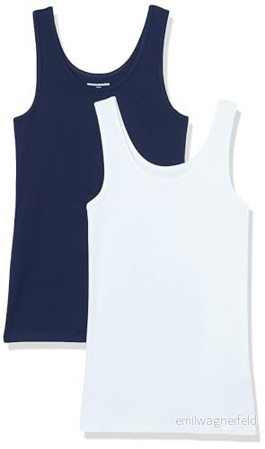 Amazon Essentials Women's Linne smal passform, Pack of 2, Marinblå/Vit, XL 191770288894