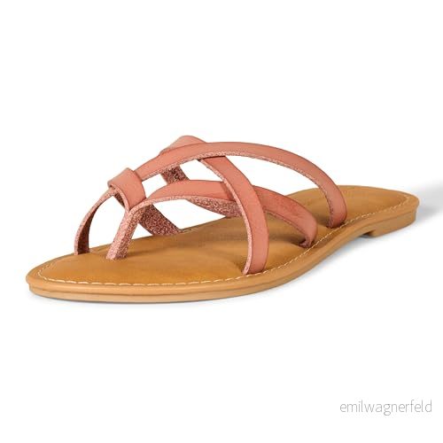 Amazon Essentials dam platta remsandaler att glida in i, dammrosa, 40 EU bred 196433169244