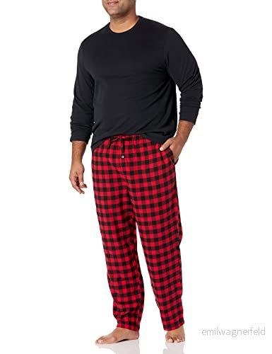 Amazon Essentials flanellpyjamasset för män (finns i stora och långa), svart röd buffel pläd, medium 195111541365