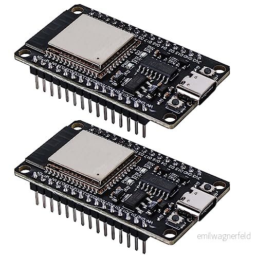 2 stycken ESP32 utvecklingskort NodeMCU-modul: typ C NodeMCU utvecklingskort, ESP-WROOM-32, 2,4 GHz Dual mode WiFi Bluetooth Cores mikrostyrenhet integrerad, CH340C-chip 766156889714