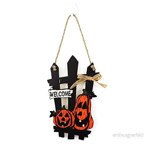 Alnicov glad halloween skrämmande pumpa välkommen krans skylt för höst ytterdörr dekor trä hängande utomhusdekorationer foto rekvisita (fyrkantig) 726667994284