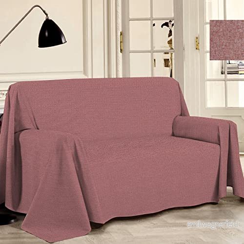 PENSIERI DELICATI Sofföverdrag 220 x 290 cm tillverkat i Italien, heltäckande överdrag av 100% ren bomull återvunnen garnfärgad, enfärgad röd, perfekt som heminredning, soffskydd, picknickfilt 8054141165359