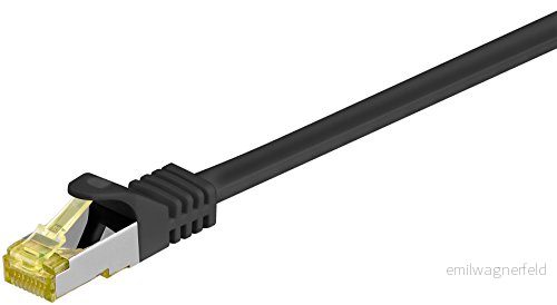 goobay 92649 LAN kabel 1 meter dubbel skärmad S FTP nätverkskabel CAT 7 m med 10 Gigabit RJ45 kontakt svart 4040849926495