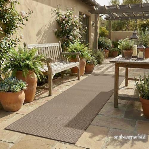 Inomhus och utomhus matta slät utan lugg färg OCRE sovrumsmatta terrassmatta lång hallmatta vardagsrumsmatta entrématta mattor 120 x 170 cm 8436592397549