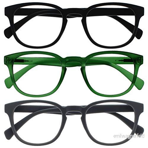 OPULIZE Pop läsglasögon 3 pack roliga runda matt ram svart mossgrön grå fjädergångjärn reptåliga män kvinnor RRR2 167 +1,50 5055955358558