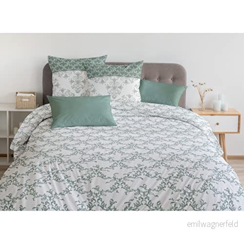 Home Passion linne påslakan 3 delar 100% bomull 57 trådar 2 personer 220 x 240 cm grön brosch 3701393705547