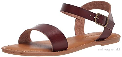 Amazon Essentials dam två remmar spänne sandal, Brun, 12 US Wide 840174923664