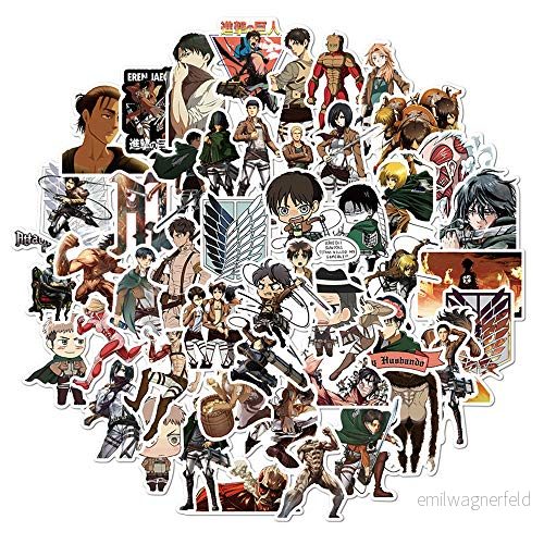 50 st Attack on Titan-klistermärke cool anime-klistermärke vinyl vattentät klistermärke tonåring anteckningsbok vattenkokare skateboard gitarr 745698878912