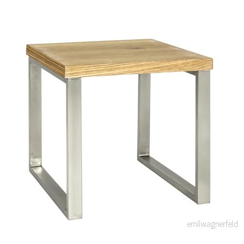 HAKU Möbel Sidobord rostfritt stål look, ek, Äkta träfanér, MDF, metall, bikakepanel Storlek: B 45 cm x H D 50 cm, Stil: Modern 4001070156181