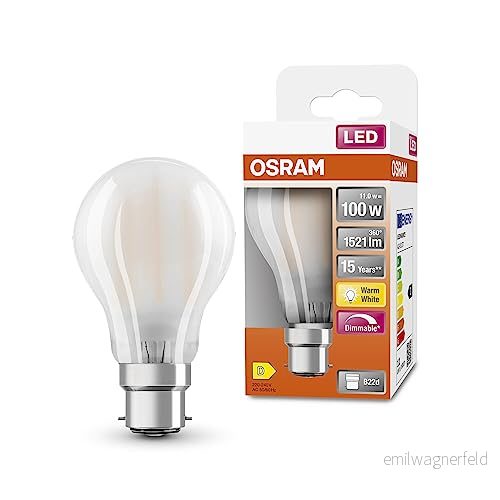 OSRAM LED Superstar Classic A100 Dimble lampan för B22D bas, päronform, GL FR, 1521 lumen, varm vit (2700K), ersättning konventionella 100W glödlampor, 6 pack 4058075610873