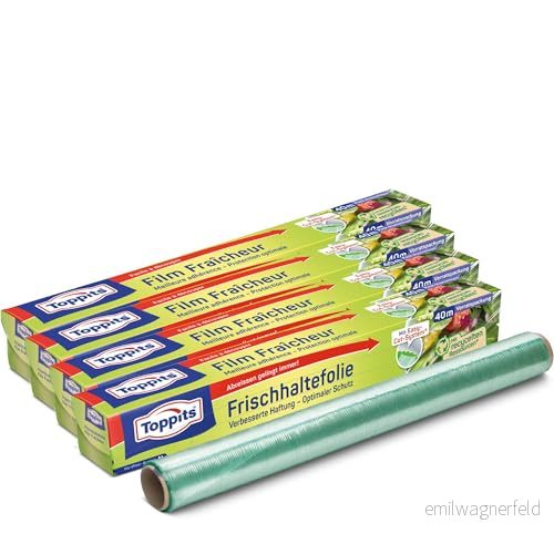 Toppits Plastfolie 4 x 40 m självhäftande 3 lager specialfolie tillverkad av 70% återvunna resurser meter 4008871220493