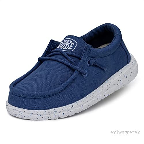 Hey Dude Wally Youth Slub Canvas mockasin, äkta blå, 33 EU, True Blue, EU 197002018581