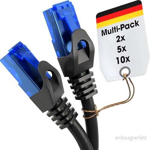 KabelDirekt 5x 1,5m Ethernet, nätverk, Lan och patch kabel (överför gigabit internethastighet är kompatibel med växlar, routrar, modem RJ45 port, blå) 4260414840661