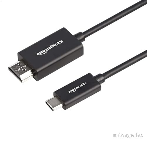 Amazon Basics Högkvalitativ adapterkabel, i aluminium, USB C (källa) till HDMI (skärm), Thunderbolt 3 kompatibel, 4K @ 60 Hz, 0,9 m, svart 192835002035