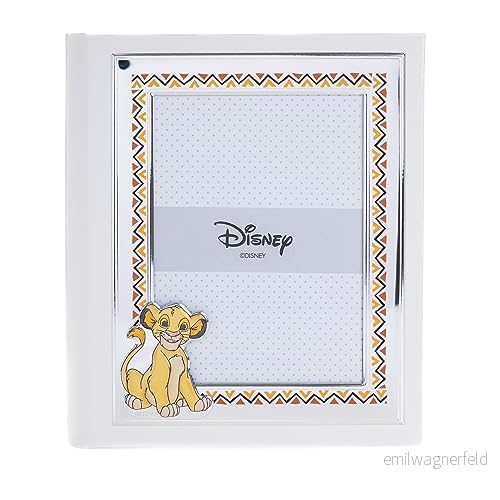 VALENTI & CO. Disney Baby Lion King Simba fotoalbum för barn med silverfotoram babydop eller barns födelsedag 8050628233665