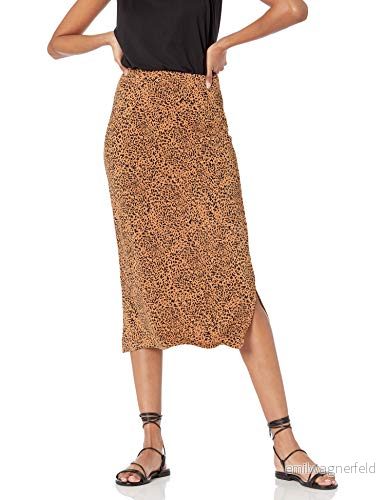 Amazon Essentials stickad midikjol för kvinnor (finns i plusstorlek), Mörk kamel leopard, XL 195111312132
