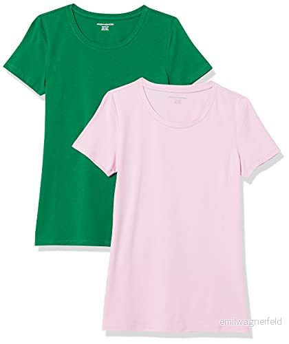 Amazon Essentials dam klassisk passform kortärmad rund hals t-shirt, paket med 2, grön/ljusrosa, X-Large 195111450063