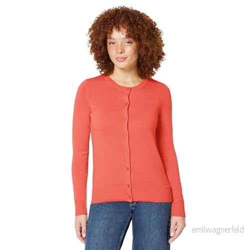 Amazon Essentials Women's Lätt cardigan tröja med rund hals (finns i plusstorlek), Korall rosa, XS 194223943685