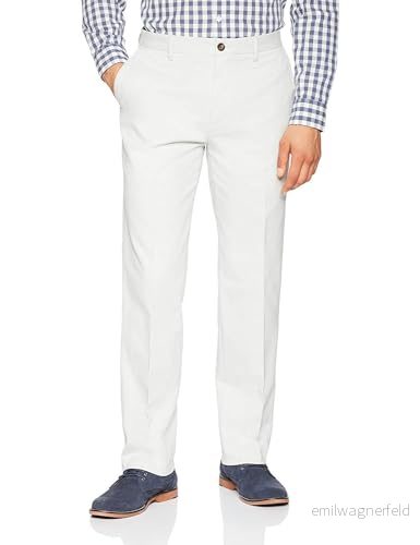 Amazon Essentials herr Classic Fit skrynkelbeständig platt framsida chinos byxa (finns i stor och hög), silver, 34 B x L 191770234662