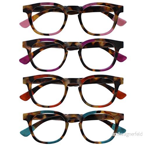 Opulize Ava 4 pack dam damer brun rosa lila röd turkos komfort passform läsglasögon fjädergångjärn RRRRRR62 45ZQ +3,50 5055955360872