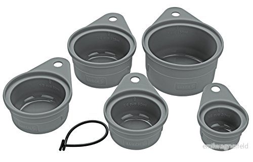 Lurkmått set (5 kg) för mått på ingredienser i koppmåttenheter, silikon, grå, 13 x 10 6 cm, 5 enheter 4019889136522